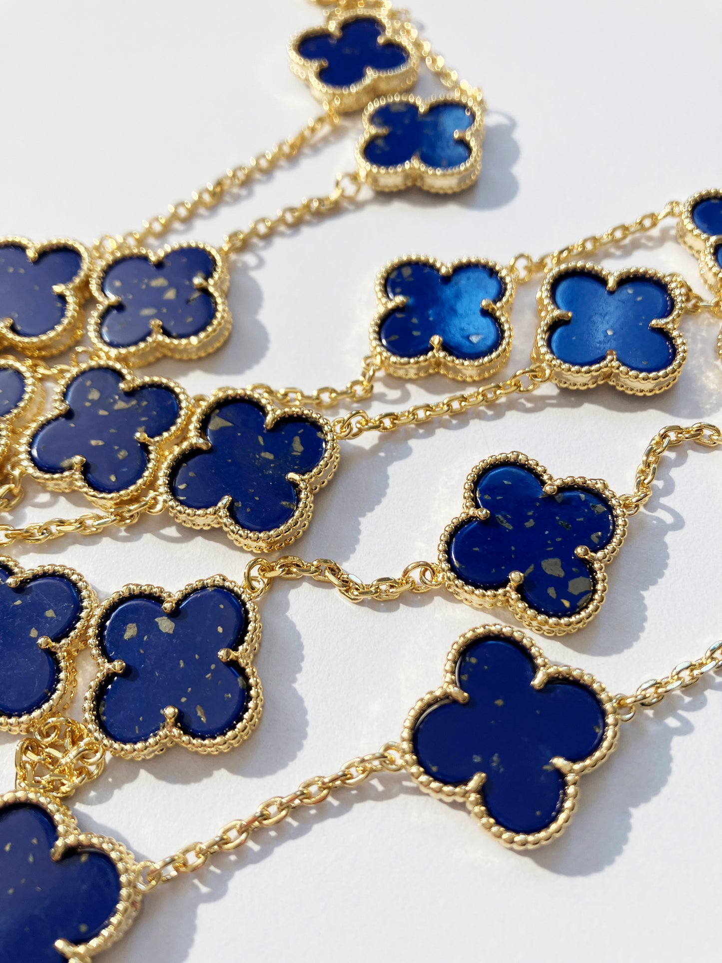 Lapis Lazuli Quatrefoil Gold Plated Necklace