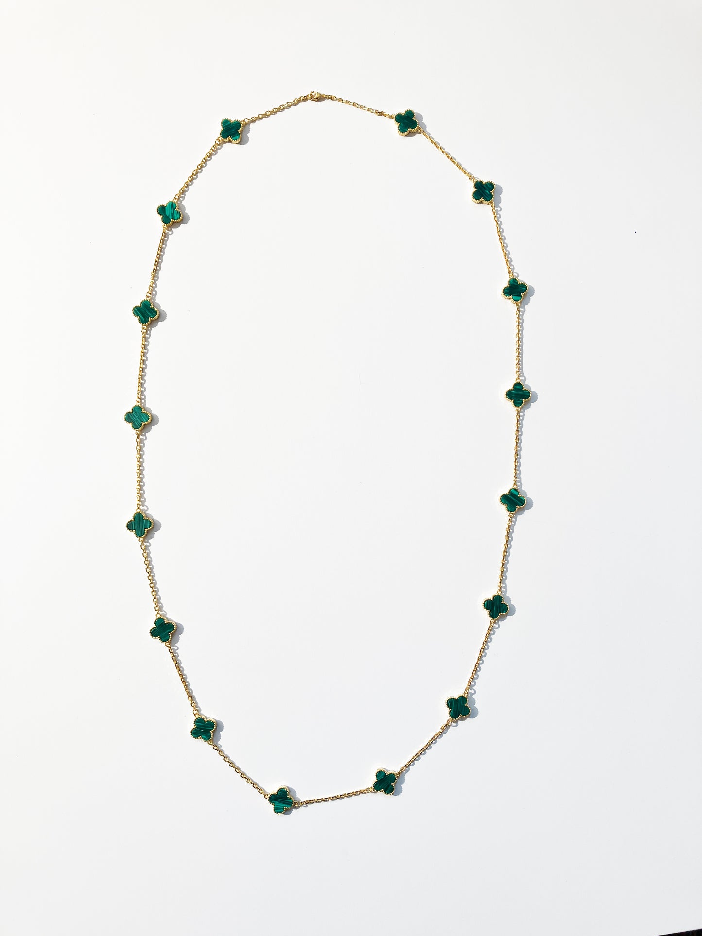 Malachite Quatrefoil Gold Plated Necklace