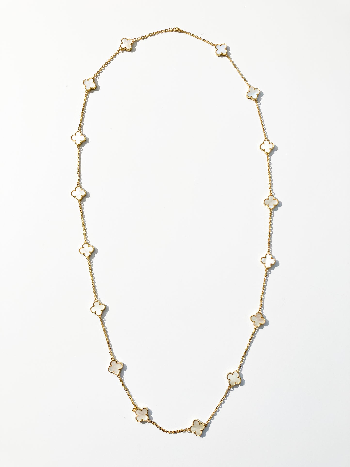 Mother of Pearl Quatrefoil Gold Plated Necklace