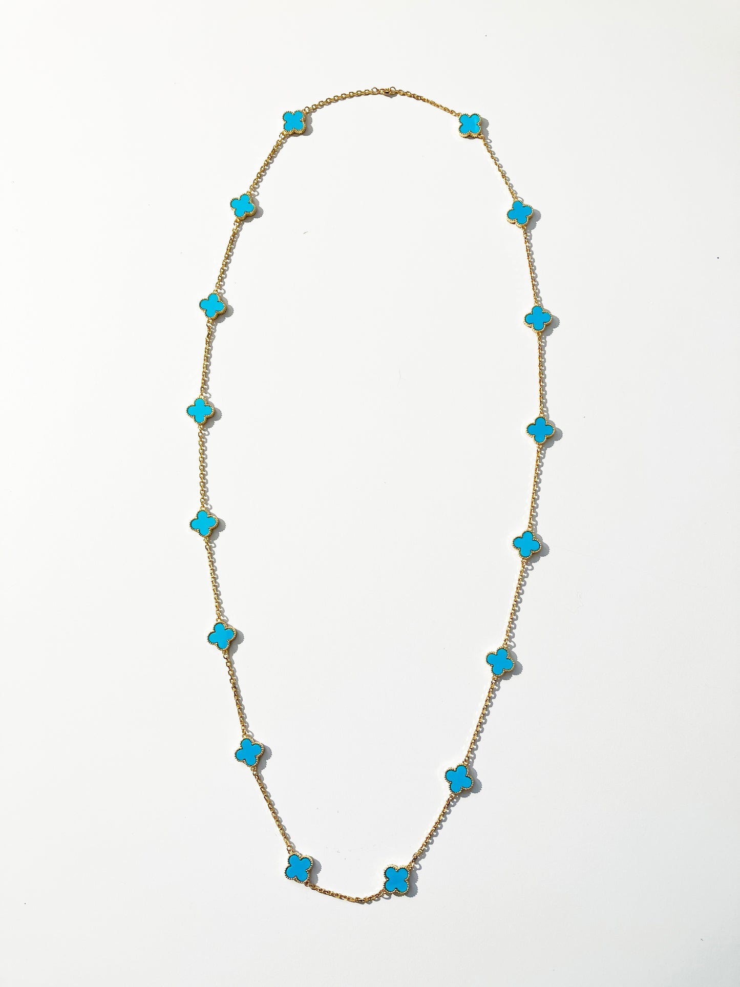 Turquoise Quatrefoil Gold Plated Necklace