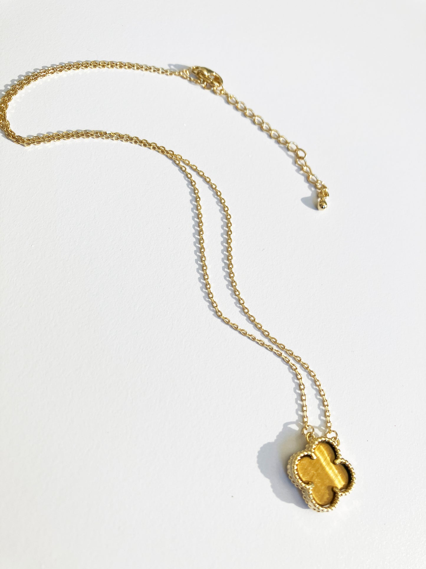 Adjustable Small Tiger Eye Quatrefoil Motif Pendant