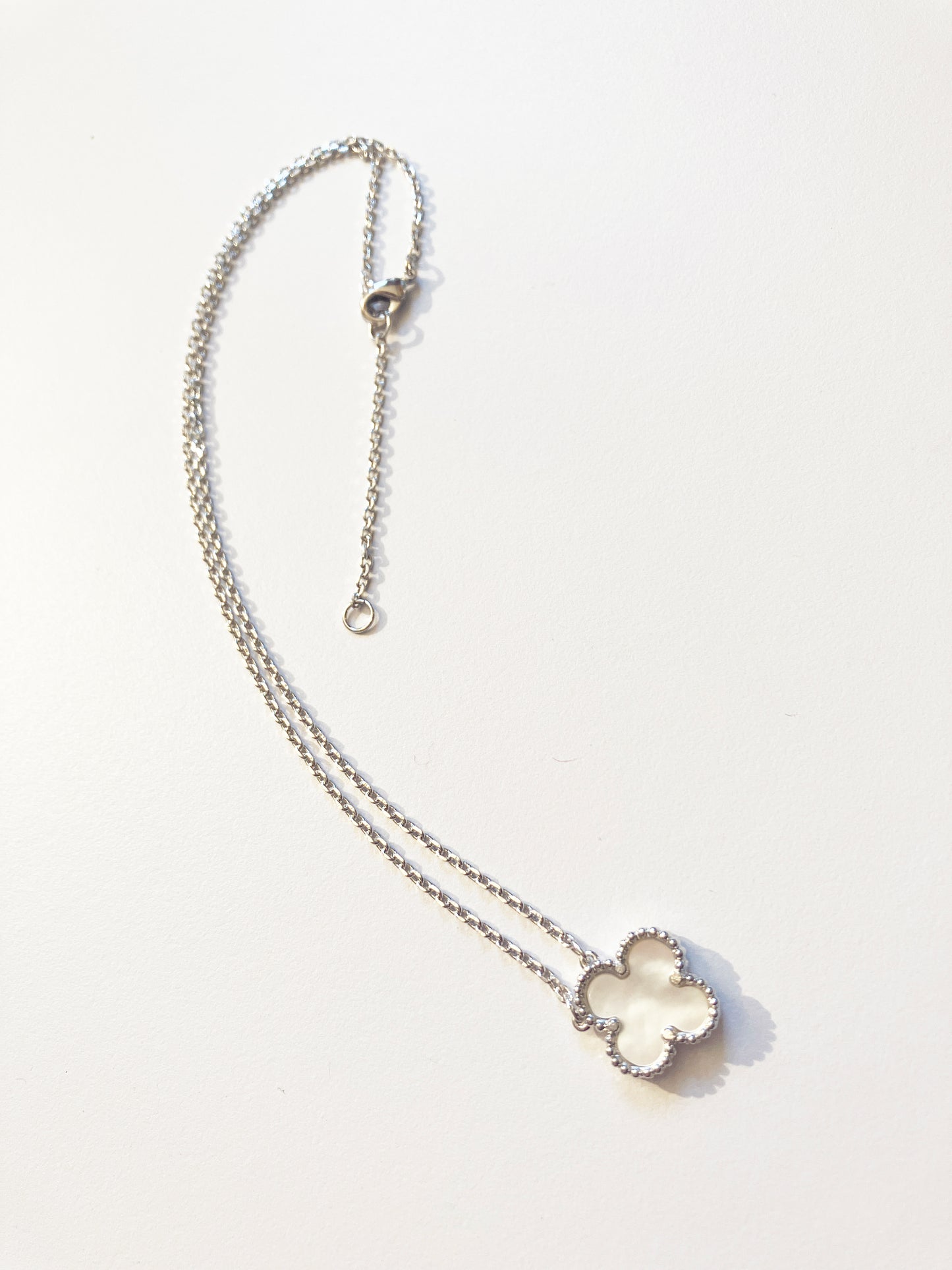 Adjustable Demi Mother of Pearl Quatrefoil Motif Pendant