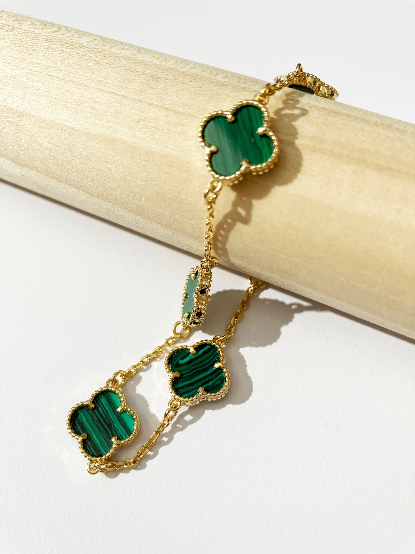 Malachite Quatrefoil Gold Plated Necklace