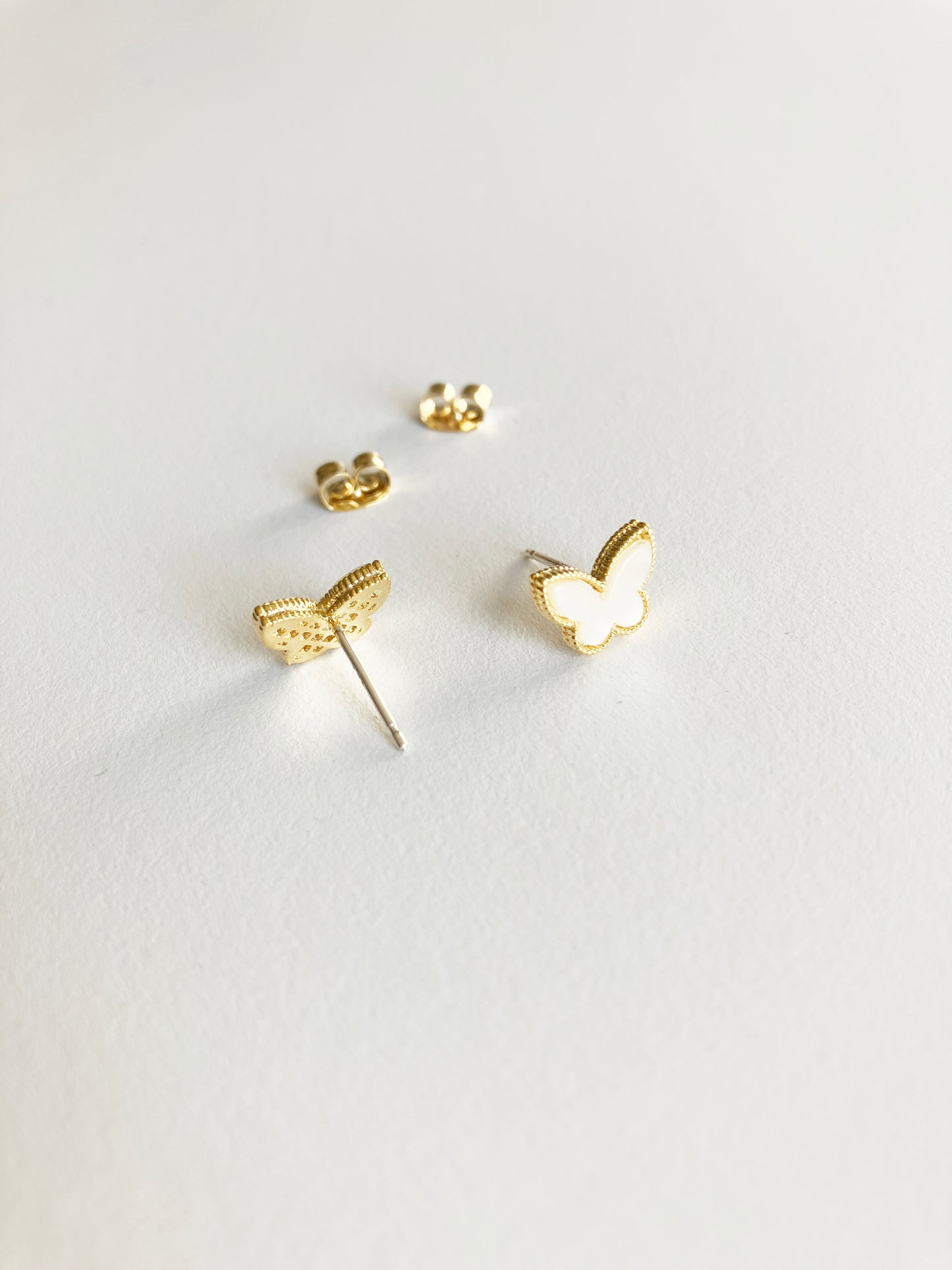 Mini Butterfly Earrings in Gold and Mother of Pearl