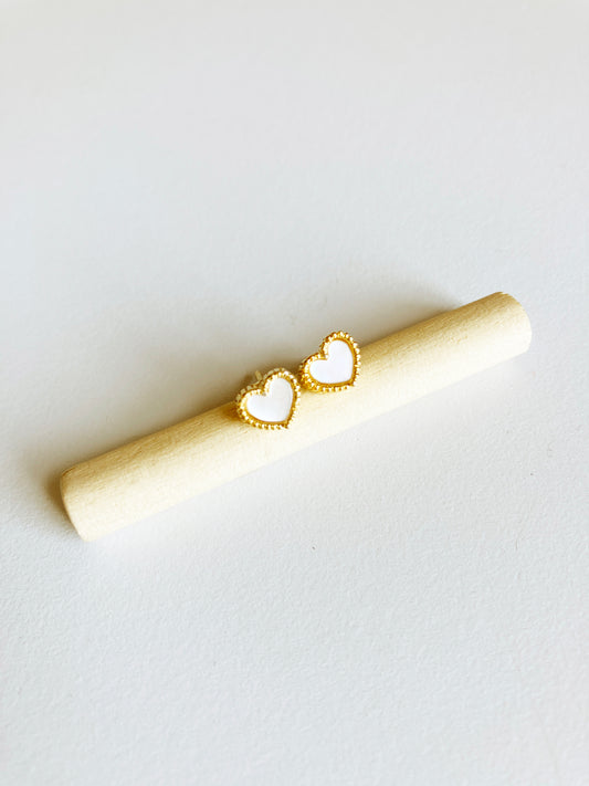 Bisous Heart Earrings in Gold and Mother of Pearl