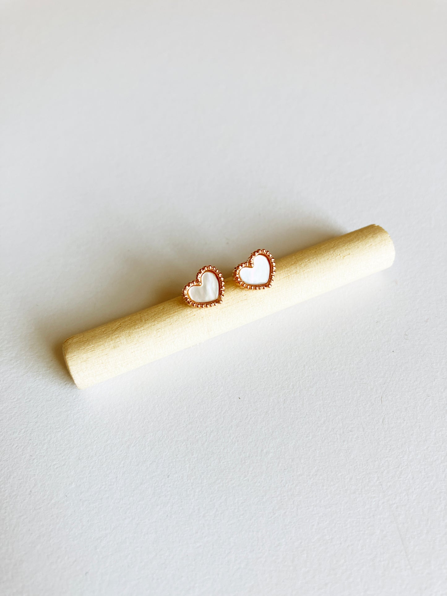 Bisous Heart Earrings in Rose Gold and Mother of Pearl