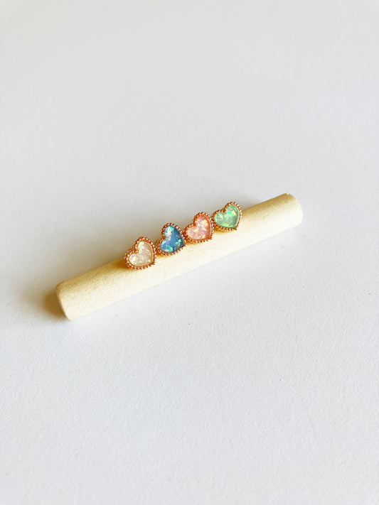 Opal Confetti Heart Earrings in Rose Gold