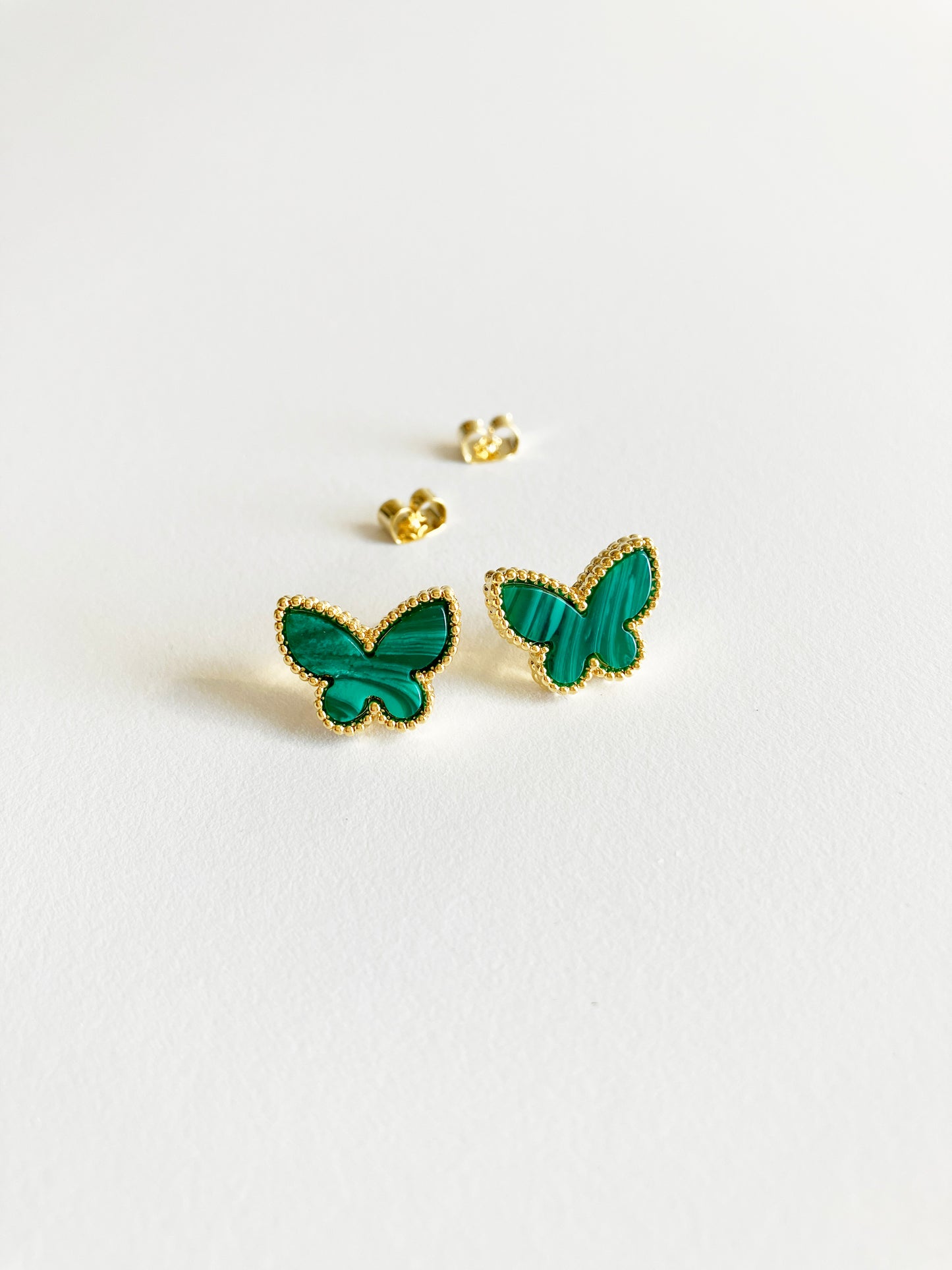 Malachite Butterfly Earrings in Gold