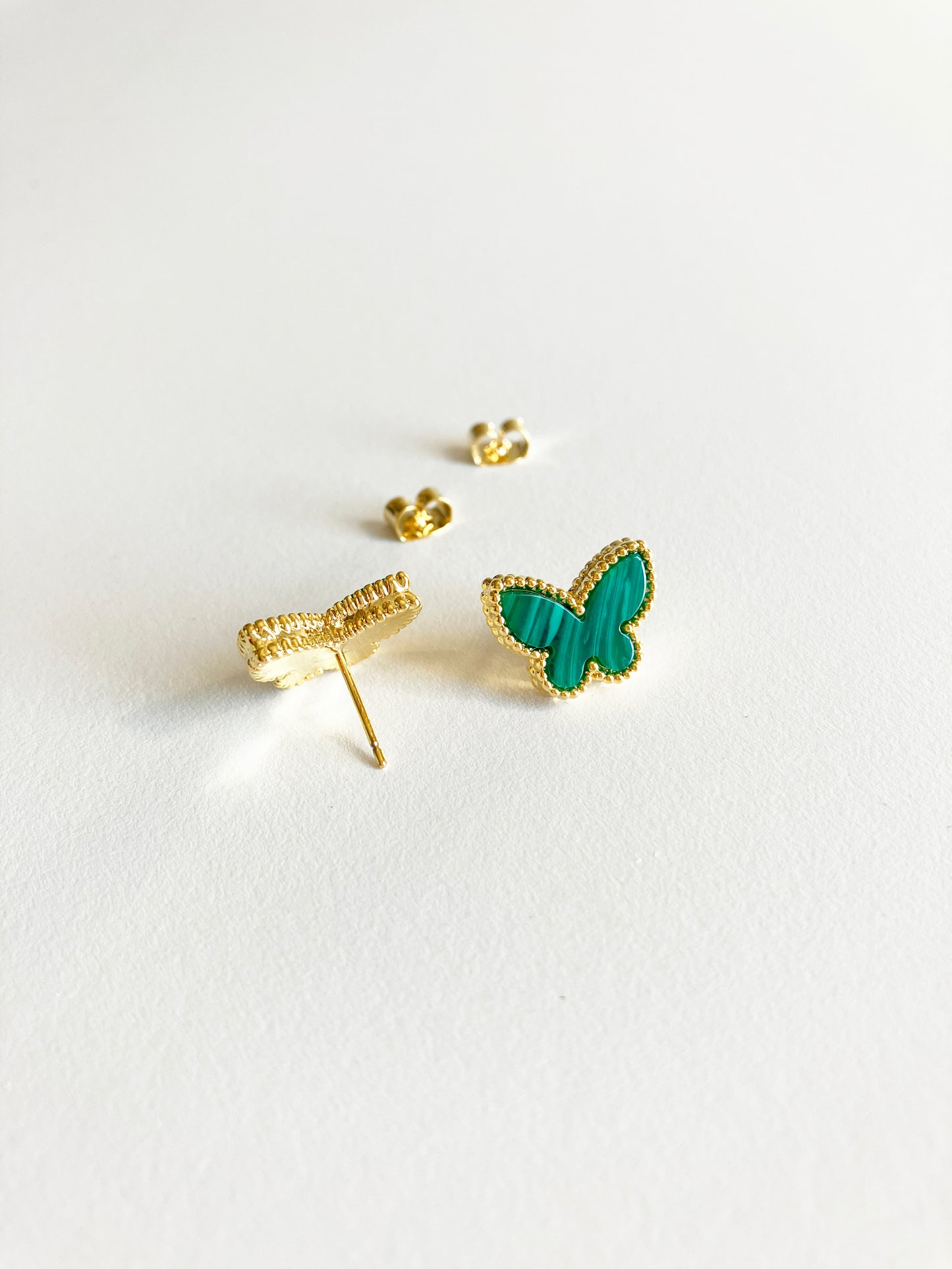 Malachite Butterfly Earrings in Gold
