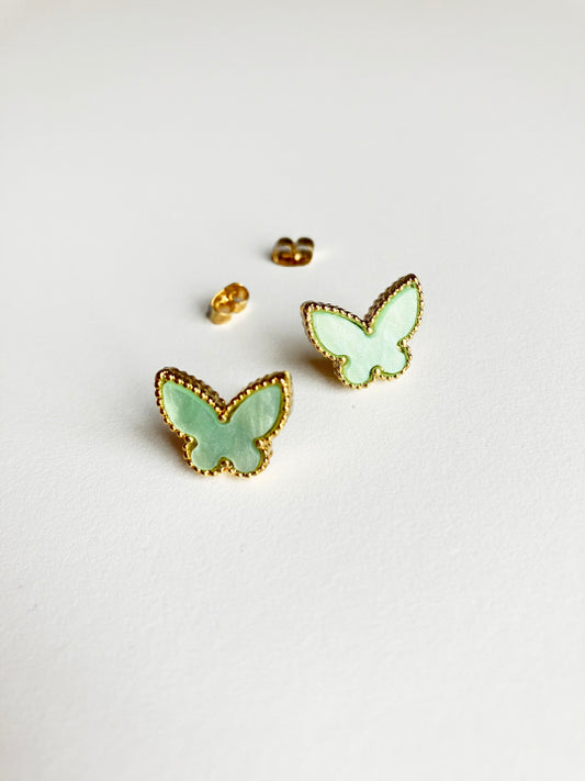 Mint Mother of Pearl Butterfly Earrings