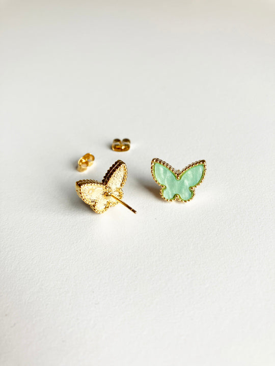 Mint Mother of Pearl Butterfly Earrings