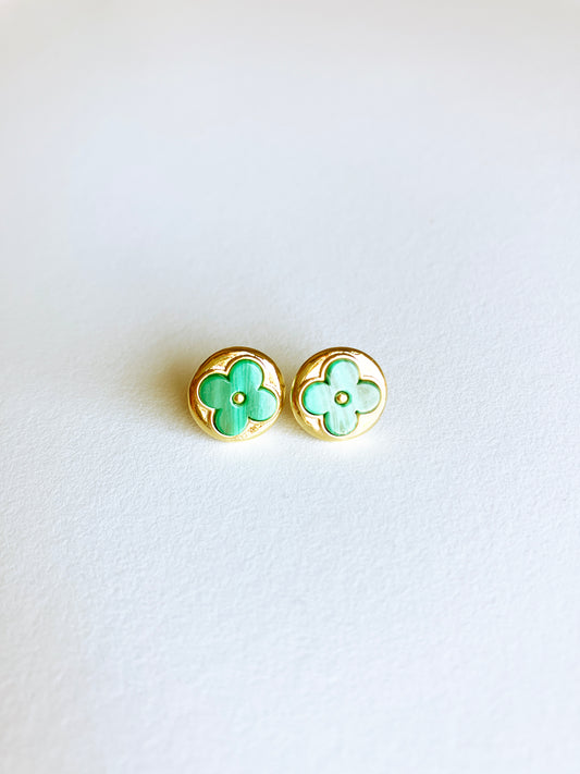 Malachite Moonflower Earrings