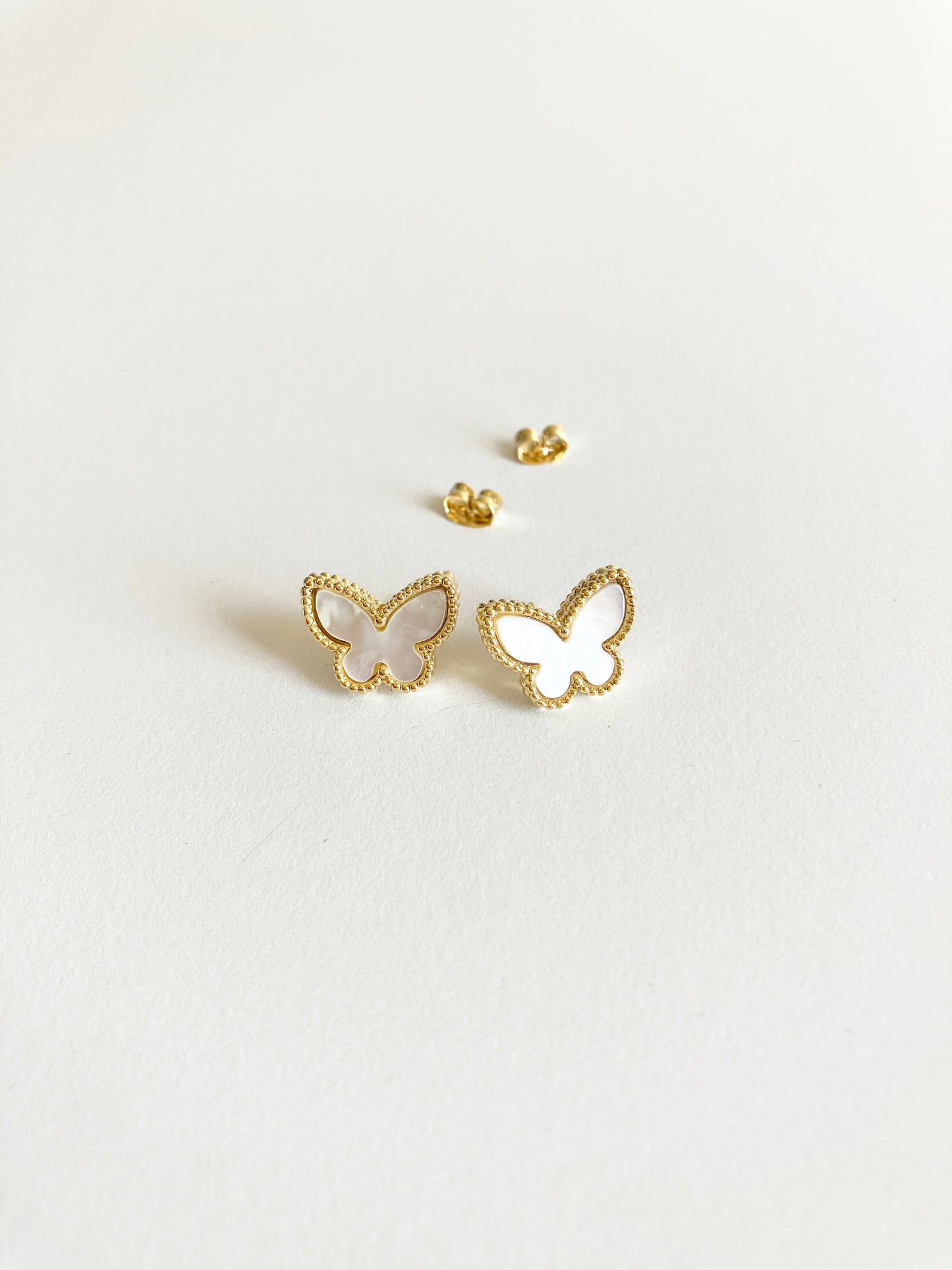 Mother of Pearl Butterfly Earrings in Gold