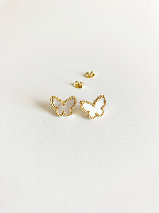 Mother of Pearl Butterfly Earrings in Gold