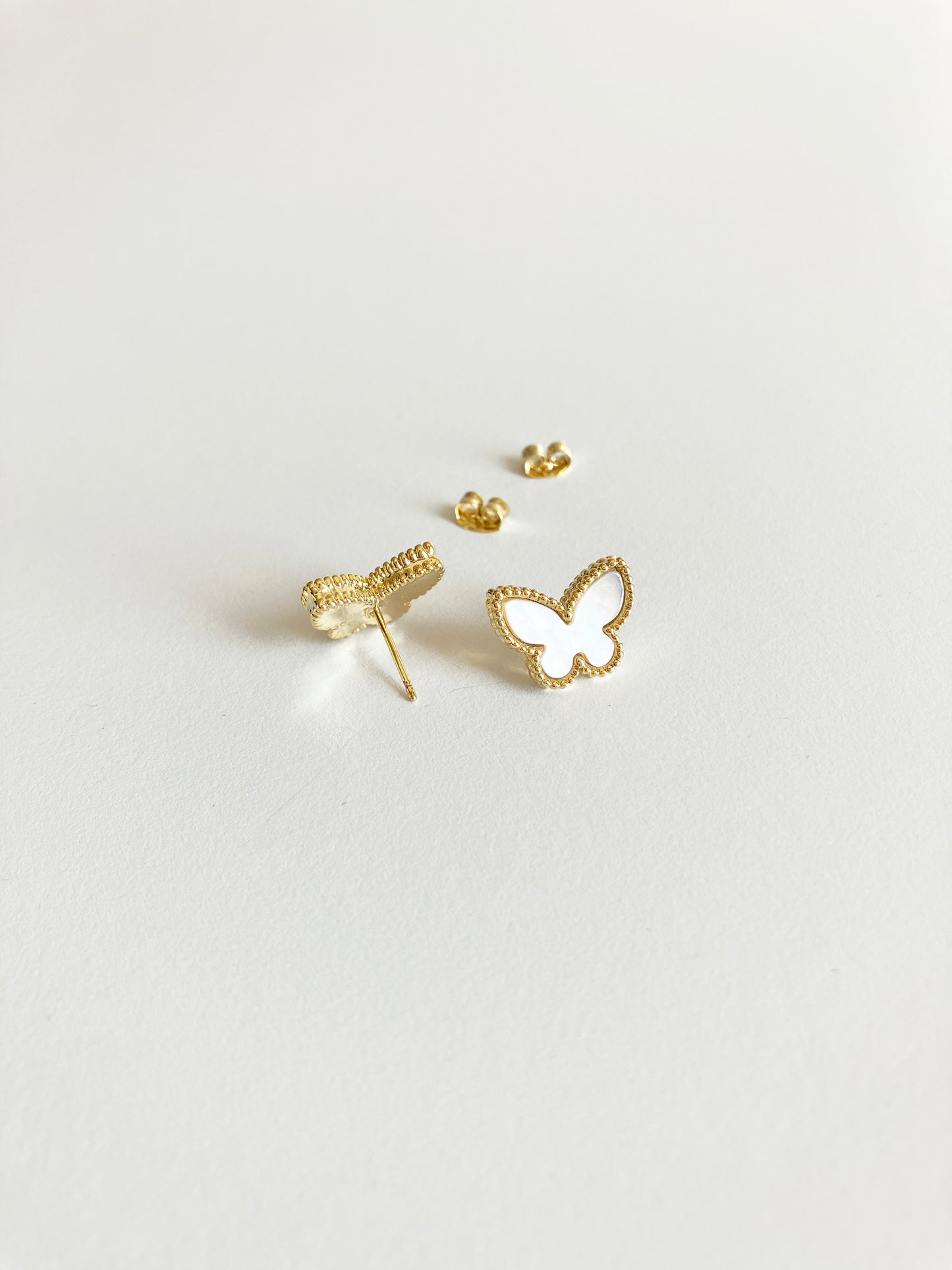 Mother of Pearl Butterfly Earrings in Gold