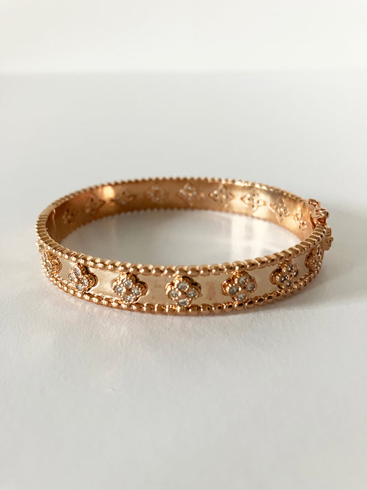 Small Floral Bangle in Rose Gold and Cubic Zirconia