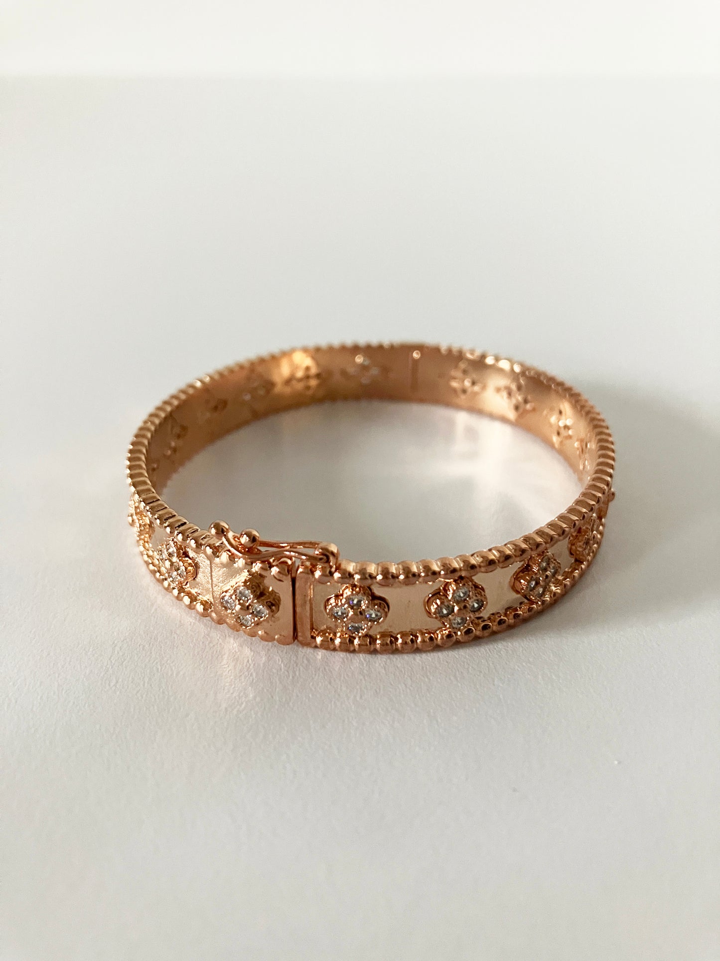 Small Floral Bangle in Rose Gold and Cubic Zirconia