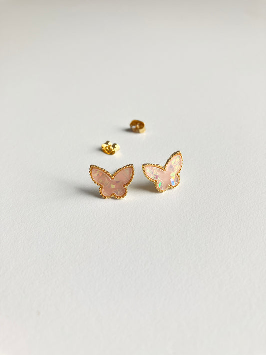 Pink Opal Butterfly Earrings