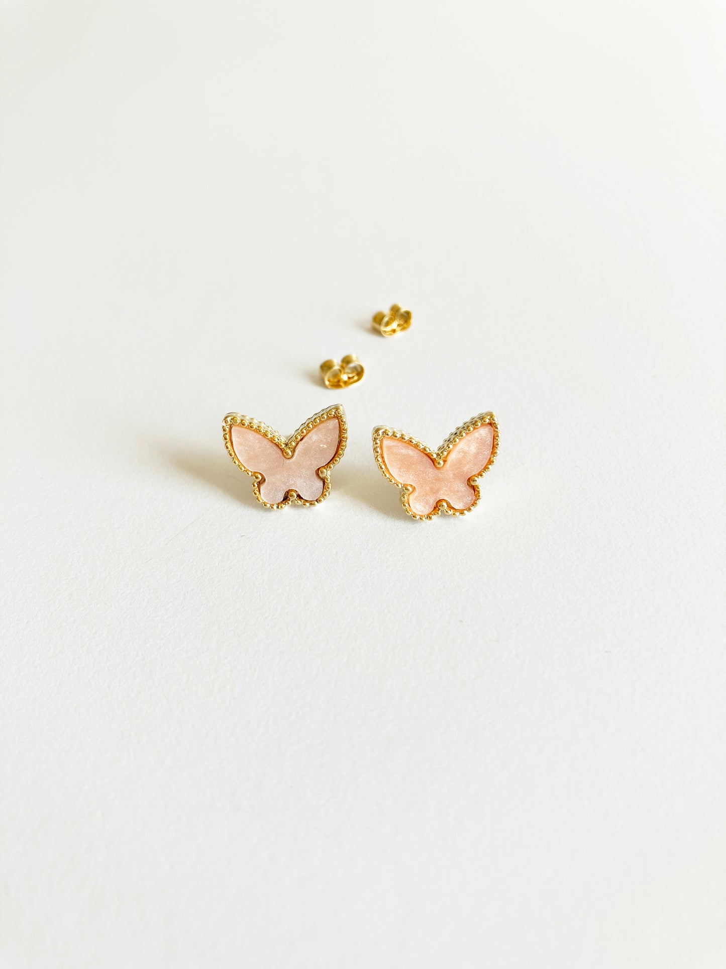 Rose Mother of Pearl Butterfly Earrings in Gold