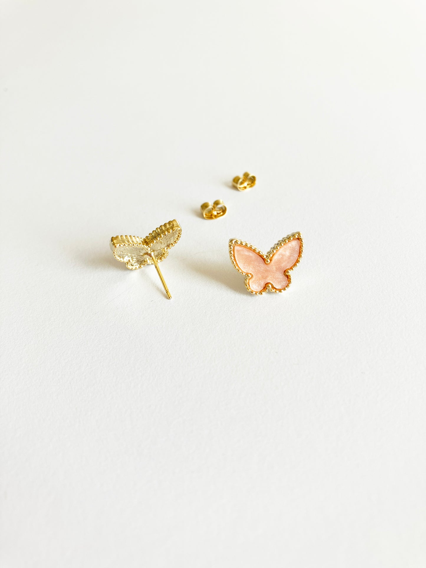 Rose Mother of Pearl Butterfly Earrings in Gold