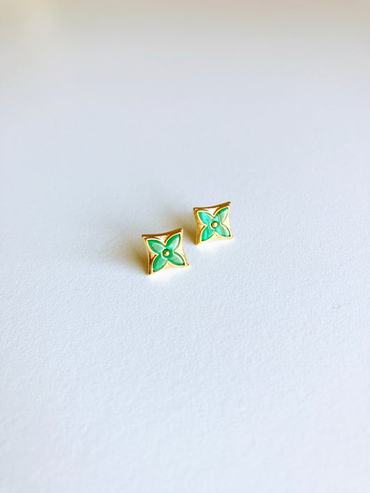 Malachite Starflower Earrings