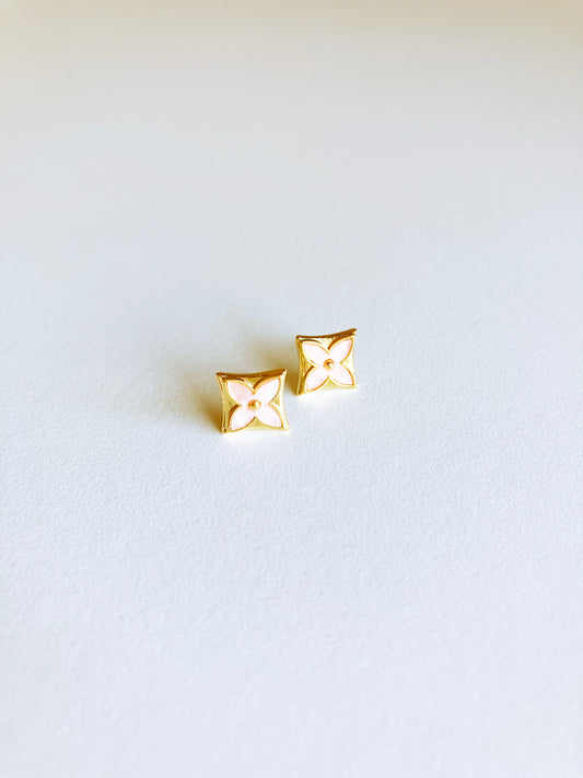 Pink Mother of Pearl Starflower Earrings