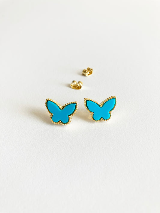 Turquoise Butterfly Earrings in Gold