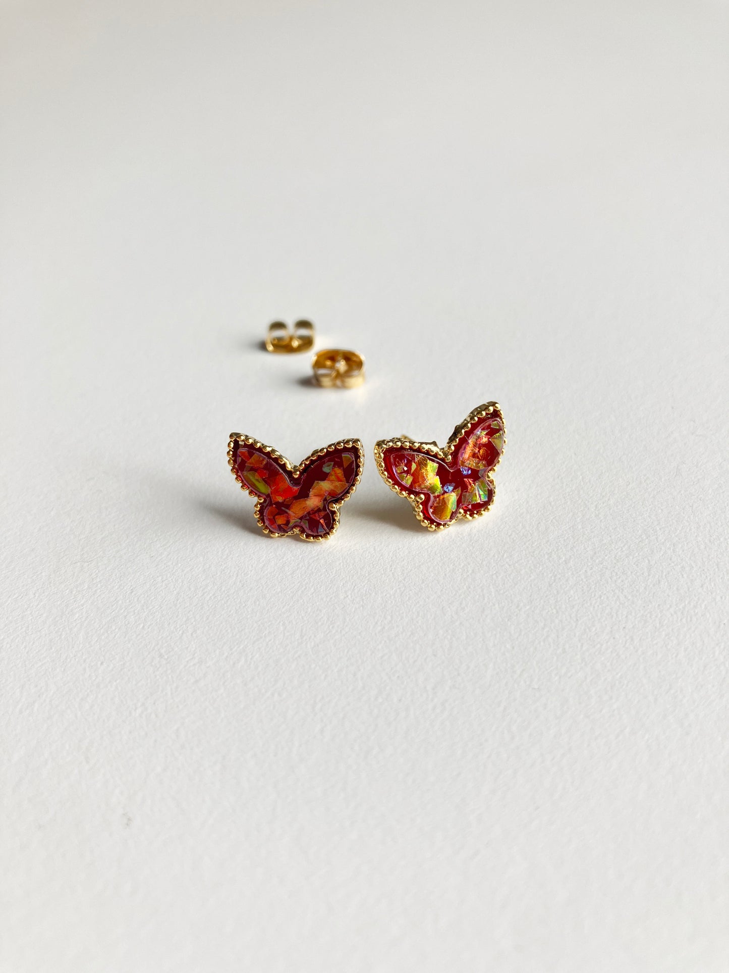 Wine Opal Butterfly Earrings