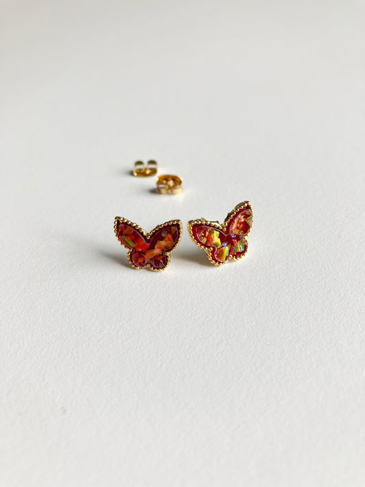 Wine Opal Butterfly Earrings
